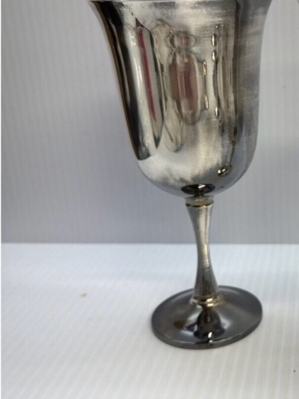 Polished Silver Stemmed Goblet - Elegant Metallic Drinkware